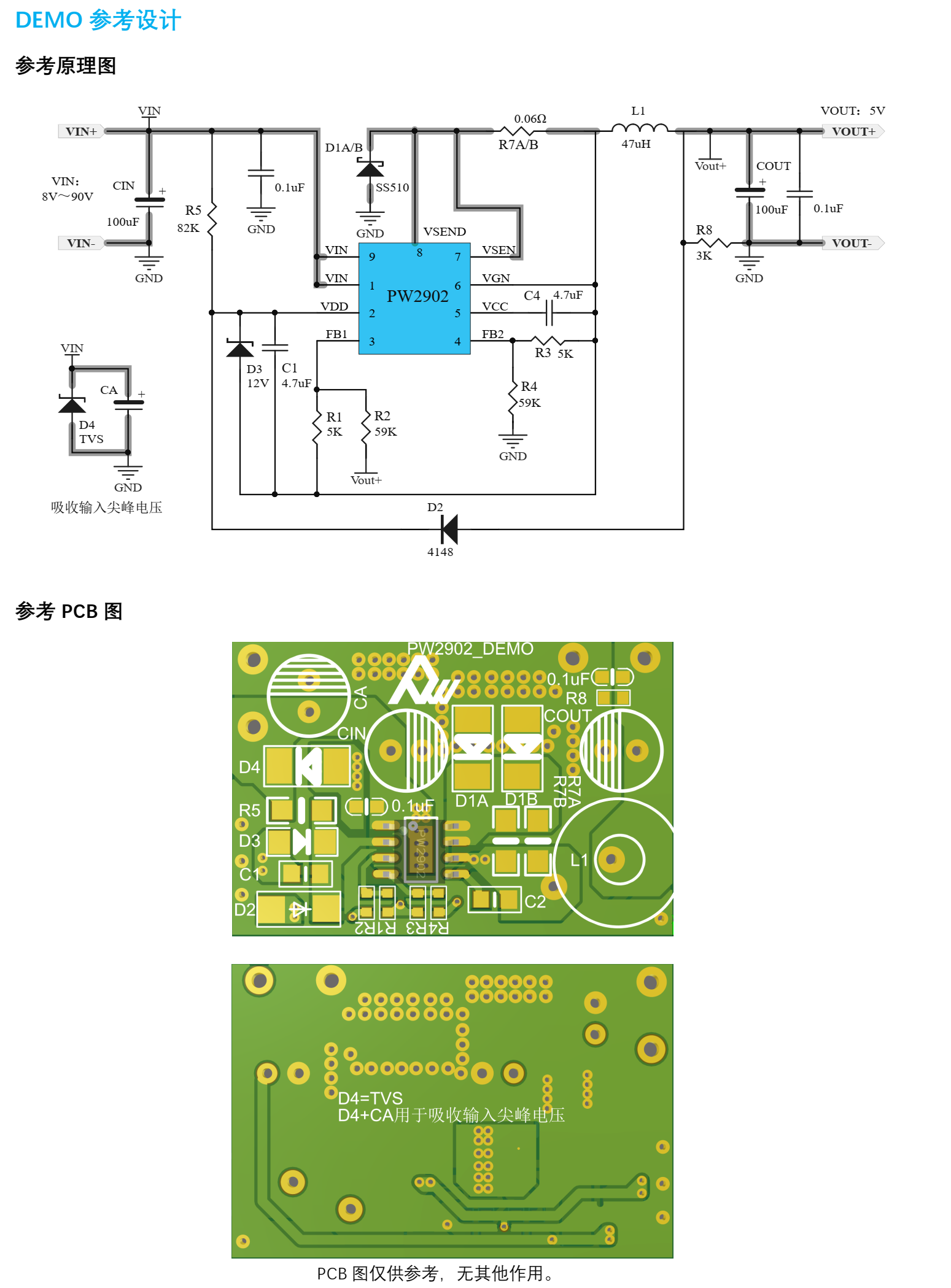 代理PW2902降压80V转5V2A可调输出电源芯片