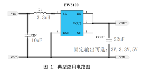 1V转3.3V稳压供电的芯片电路图