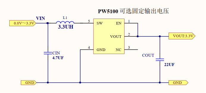 1.5V升3.3V芯片电路图，稳压3.3V供电MCU模块等