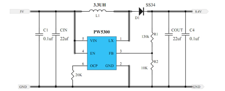 5V 升压 8.4V， 5V 转 8.4V 做两节锂电池充电芯片
