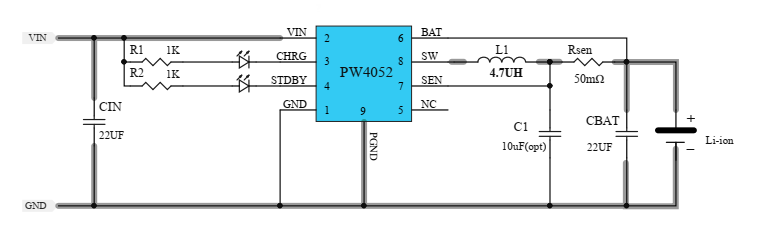2A锂电池充电管理IC，具有恒压/恒流充电模式