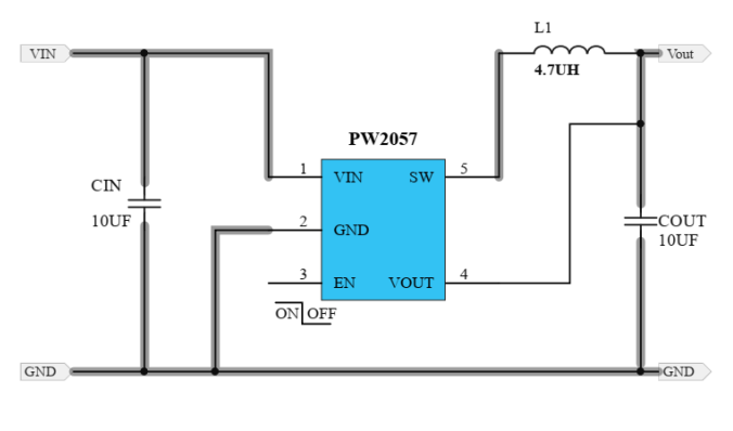 5V转1.2V，5V转1.8V降压芯片，PW2057规格书