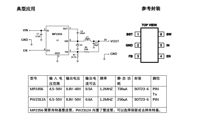 代替MP2456不改PCB板，更低功耗，省一个肖特基芯片资料