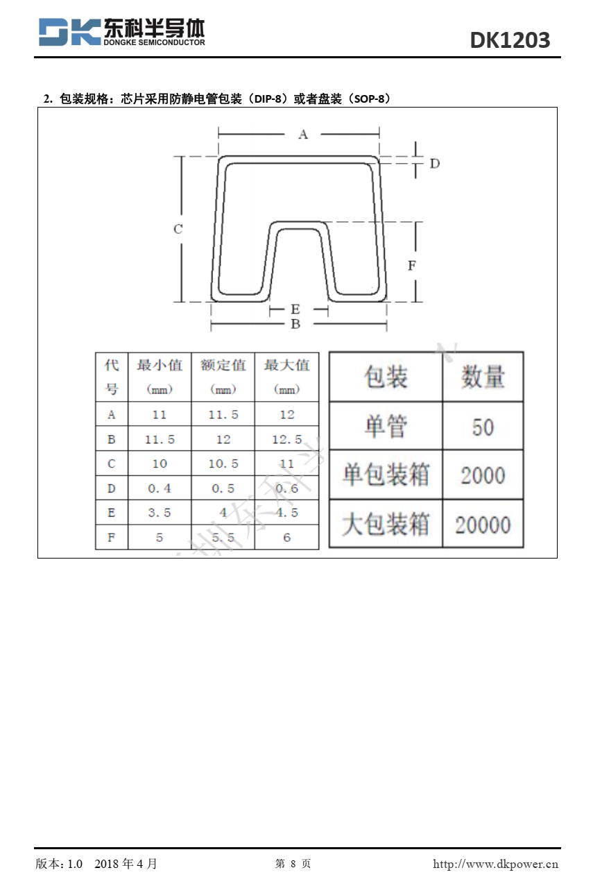 DK1203 是次级反馈反激式 AC-DC 离线式开关电源控制芯片