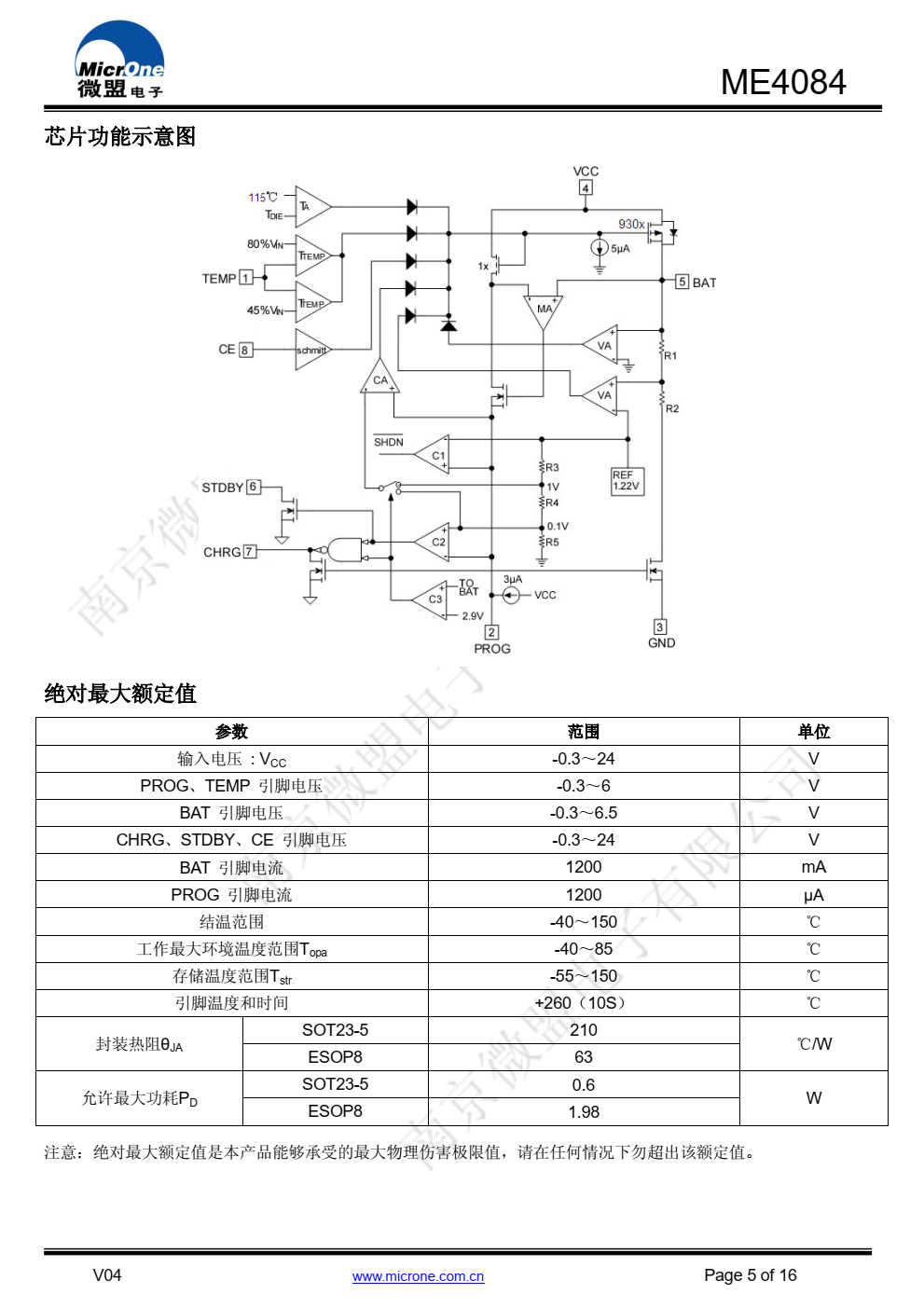 ME4084是一款耐压24V的单节锂离子电池恒压恒 流充电管理芯片