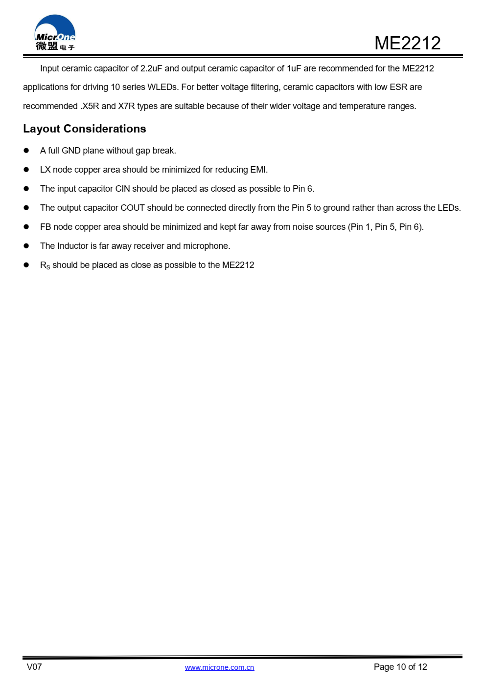 ME2212是一款高频异步电机  升压转换器。内部MOSFET可以支持上  至10个用于背光和OLED电源的白色LED  应用程序，内部软启动功能可以