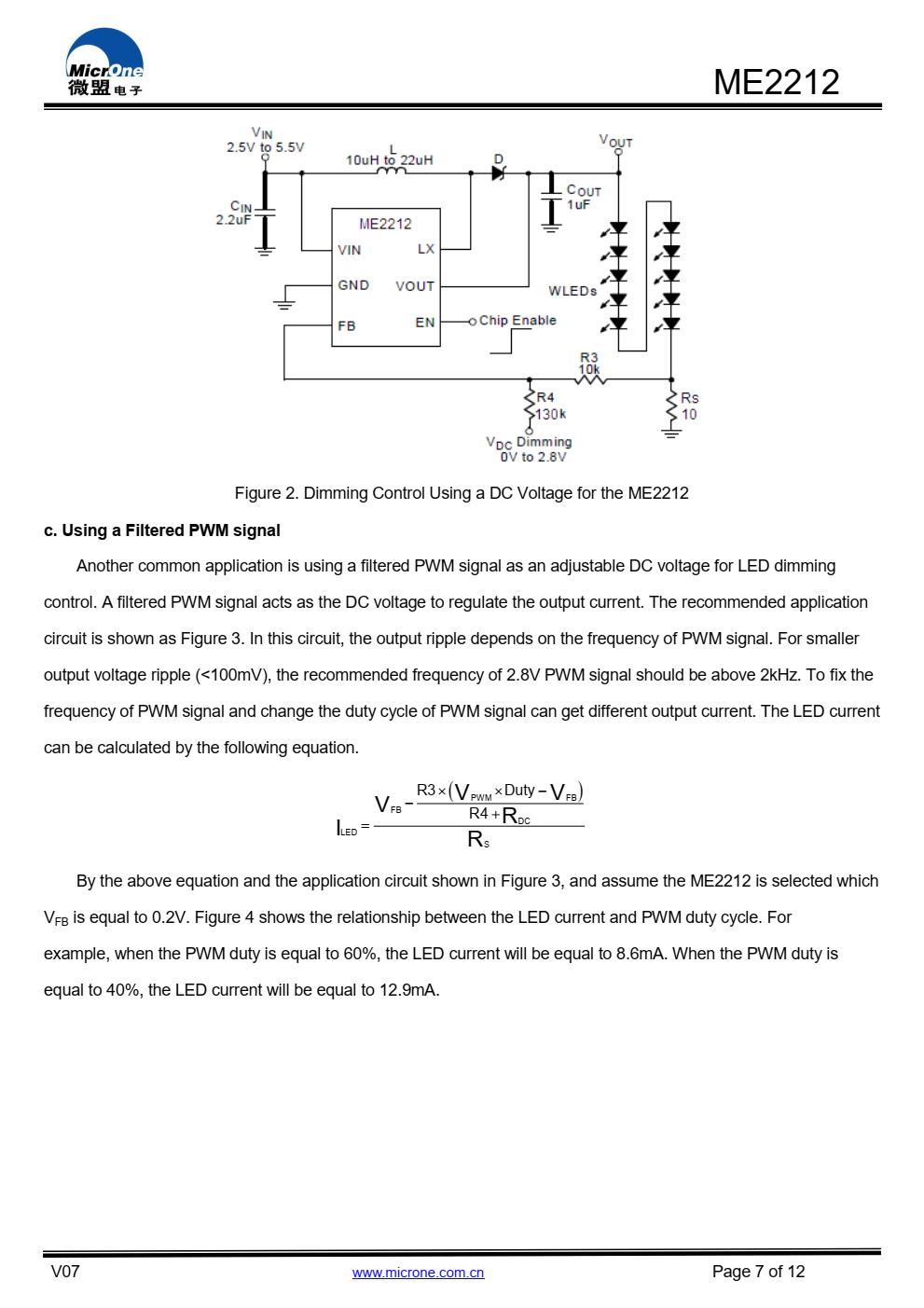 ME2212是一款高频异步电机  升压转换器。内部MOSFET可以支持上  至10个用于背光和OLED电源的白色LED  应用程序，内部软启动功能可以