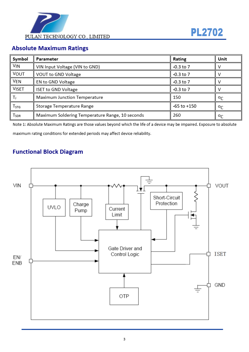 PL2702电源开关专为USB应用而设计。32米Ω  N沟道MOSFET电源开关满足USB的压降要求  规格