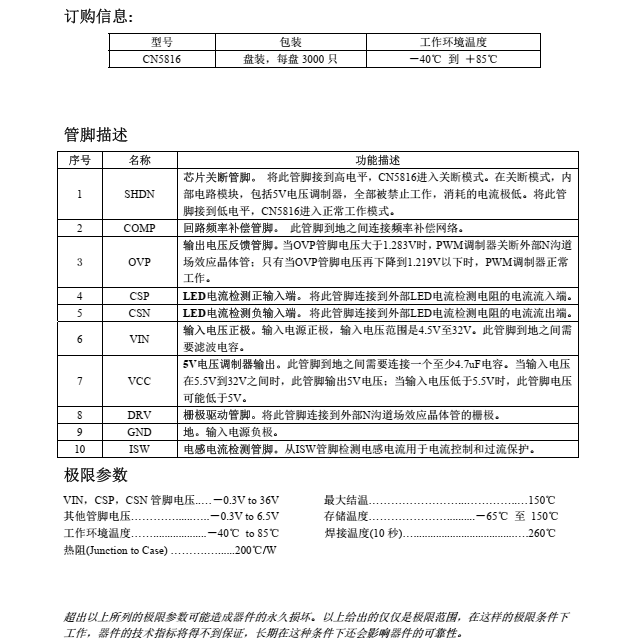 LED驱动芯片CN5816