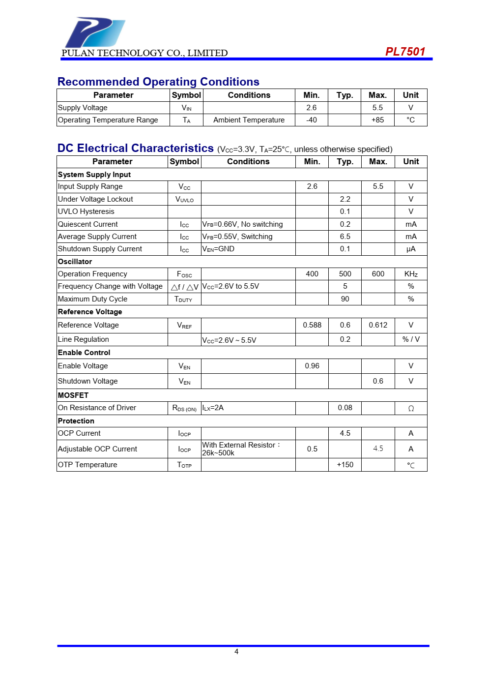 PL7501是一种电流模式升压DC-DC转换器。它是内置0.08的PWM电路Ω  功率MOSFET使该稳压器具有很高的功率效率