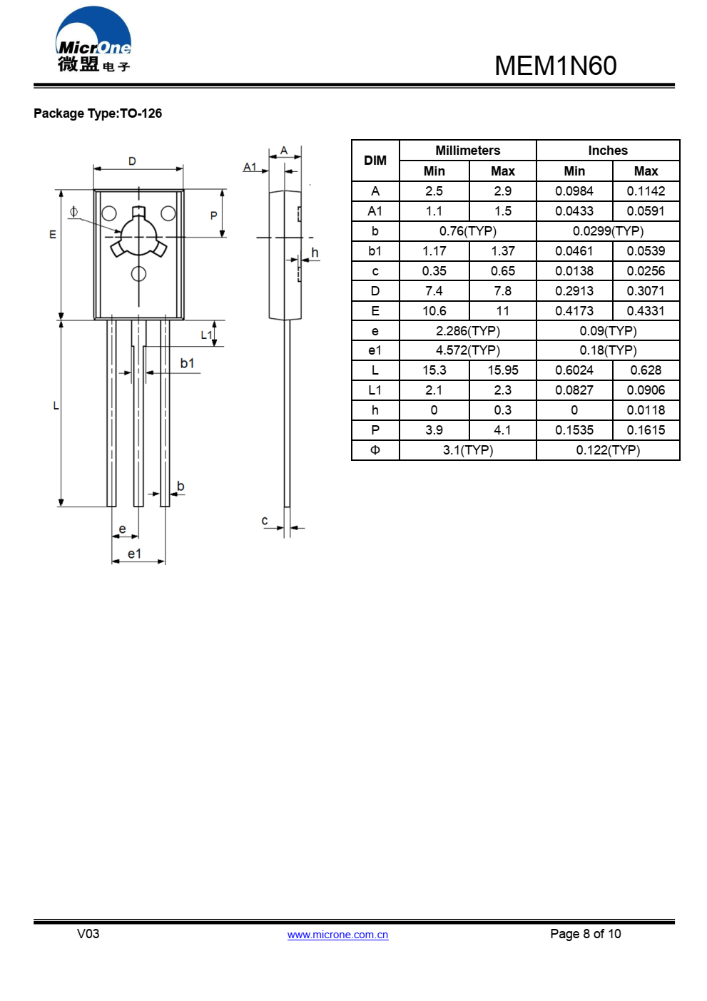 MEM1N60 N沟道功率MOSFET