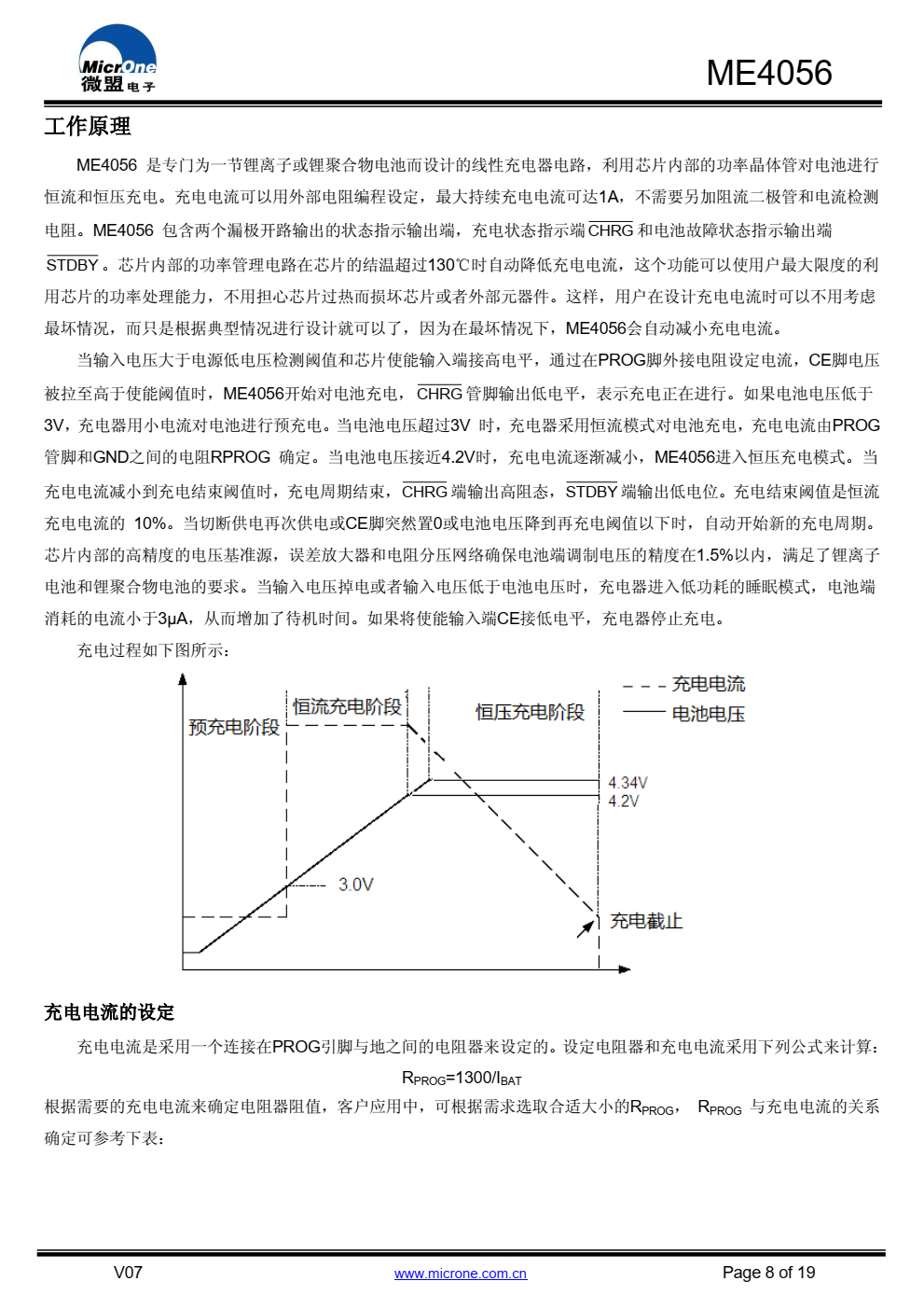 ME4056是一款完整的单节锂离子电池采用恒定电 流/恒定电压线性充电器