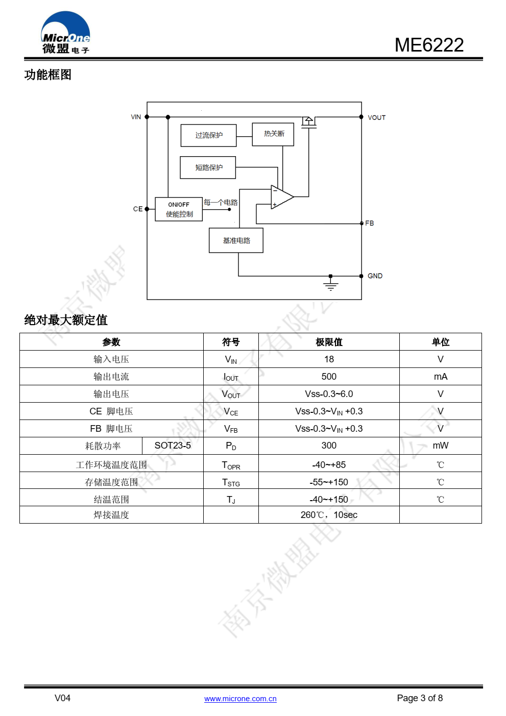 ME6222 是一款高精度、低噪声的线性稳压器。 ME6222 的输出电压可以通过外部电阻来设置