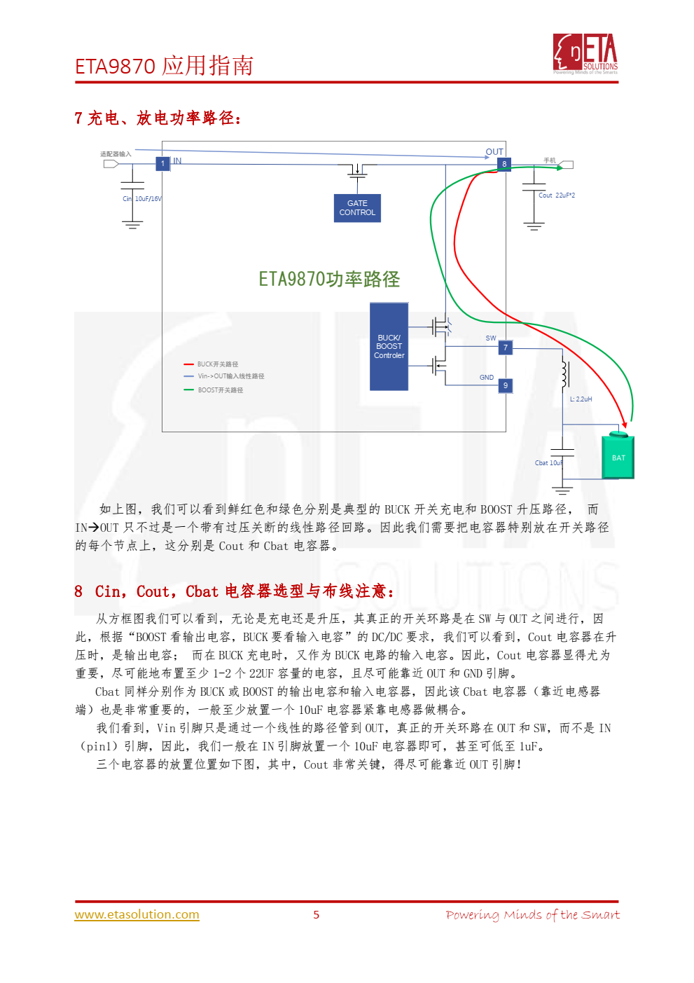 ETA9870 是一个开关锂电池充电管理芯片， 支持 2.4A 充电、反向 5V/2.4A 升压输出。