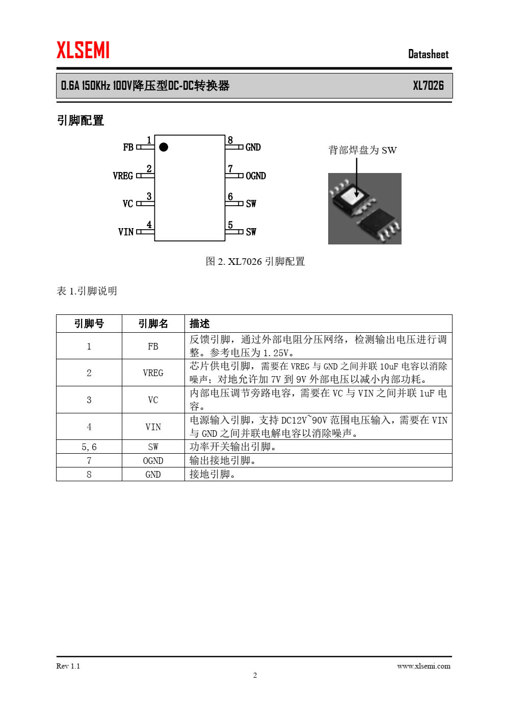 XL7026是一款高效 、高压 降压型 DC-DC转换器，固定150KHz开关频率