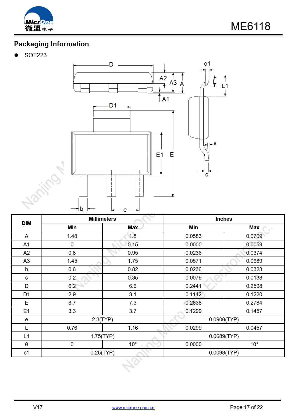 ME6118系列具有高精度、低噪音、，  LDO电压调节器，能够提供  一种输出电流超过1A
