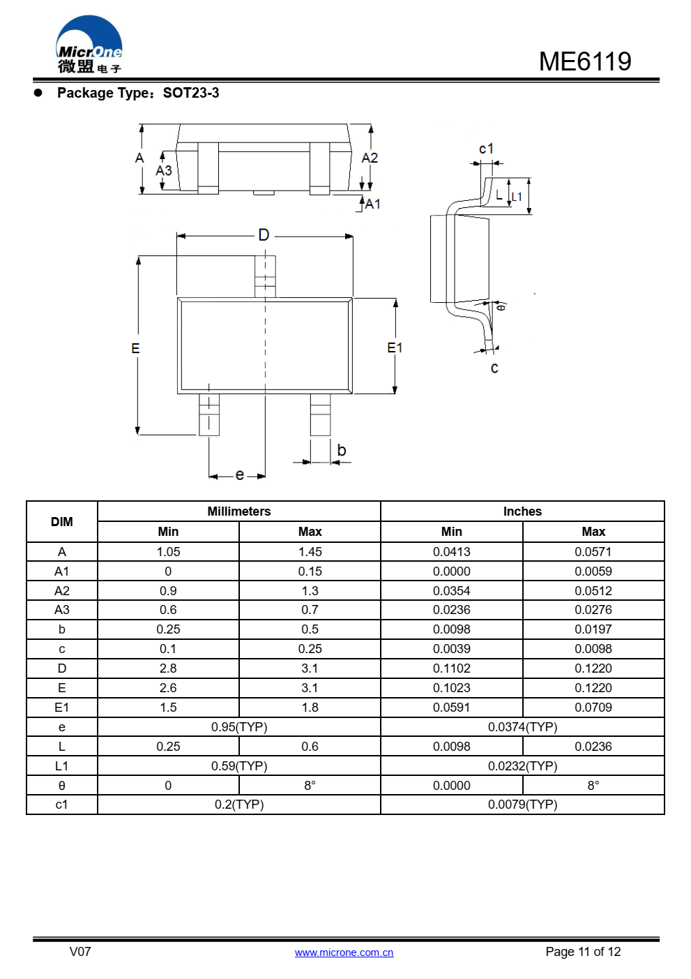 ME6119系列具有高精度、低噪音、，  LDO电压调节器。片内微调调整  参考/输出电压精度在±2%以内。  内部保护功能包括输出电流  限制、安全操作区域补偿和热关闭