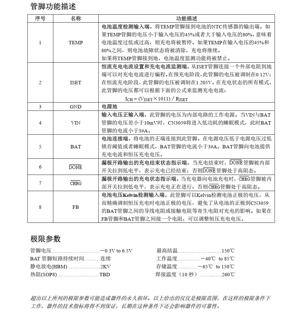 磷酸铁锂电池充电管理芯片CN3059