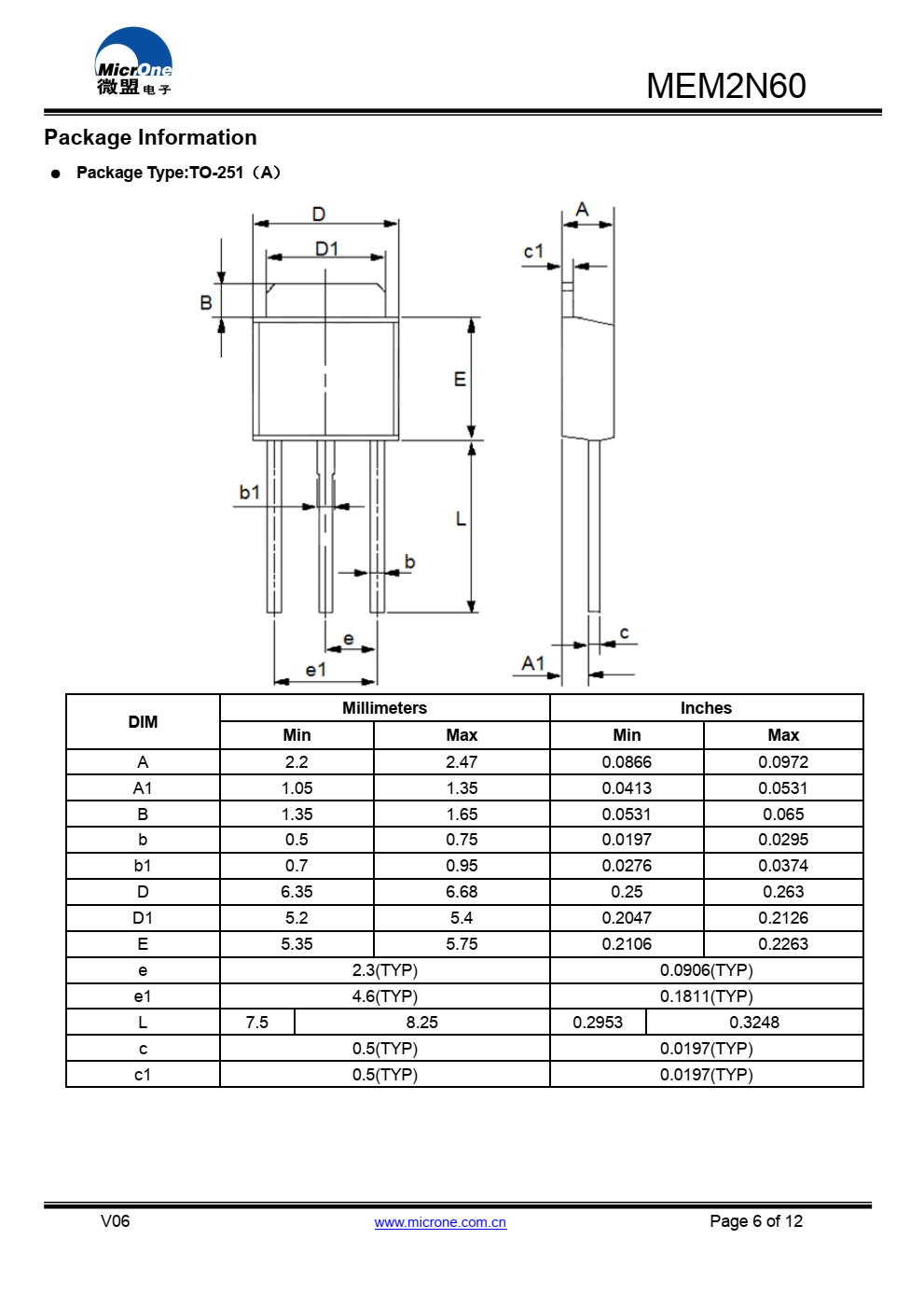 MEM2N60 N沟道功率MOSFET