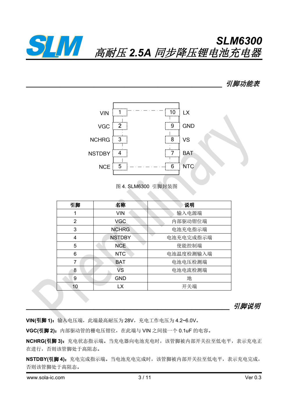 SLM6300 是一款面向5V交流适配器的2.5A锂 离子电池充电器