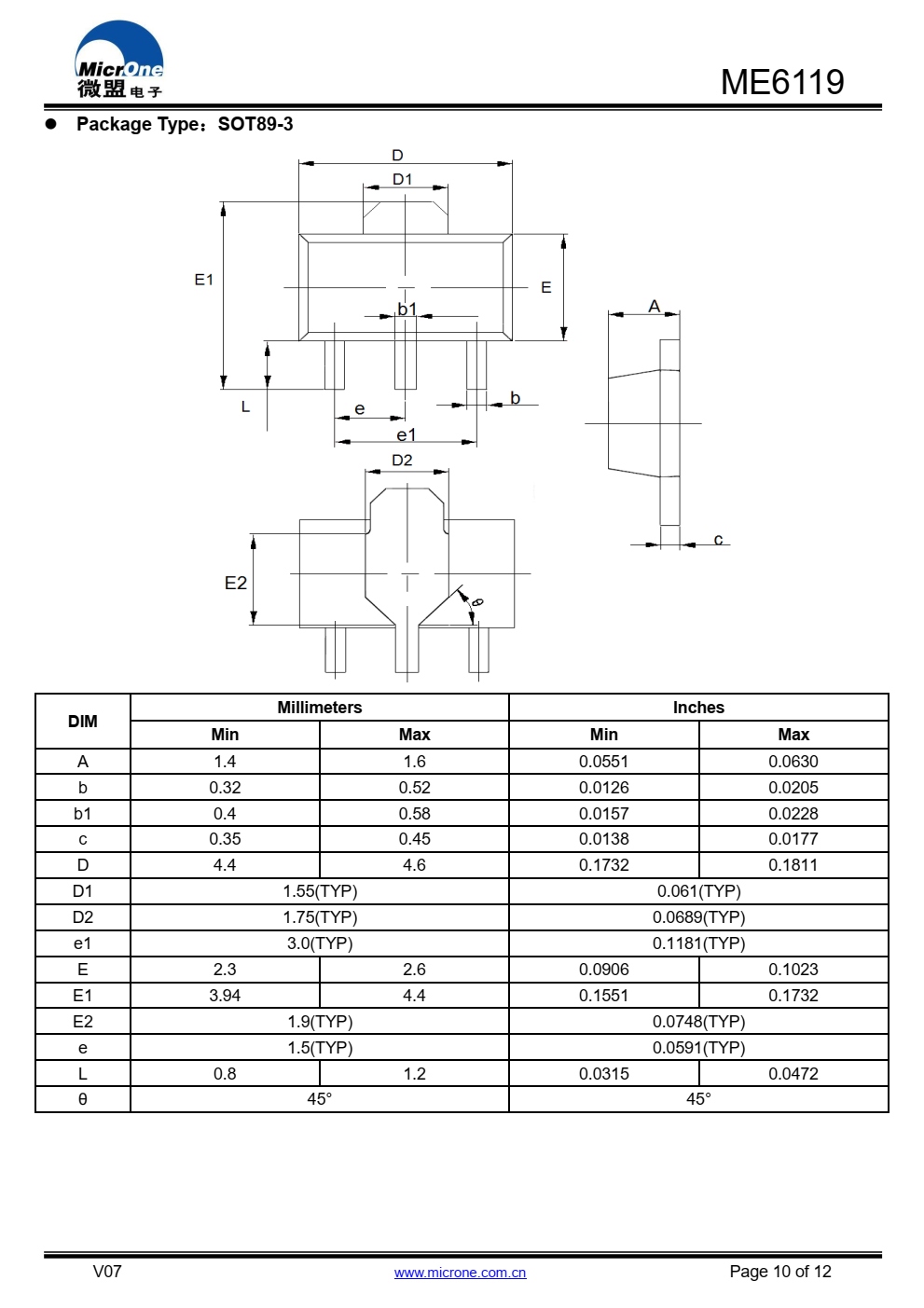 ME6119系列具有高精度、低噪音、，  LDO电压调节器。片内微调调整  参考/输出电压精度在±2%以内。  内部保护功能包括输出电流  限制、安全操作区域补偿和热关闭