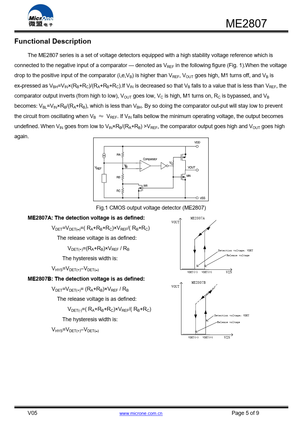 ME2807系列是一套三端低压开关  用CMOS实现的电源电压检测器  技术系列中的每个电压检测器
