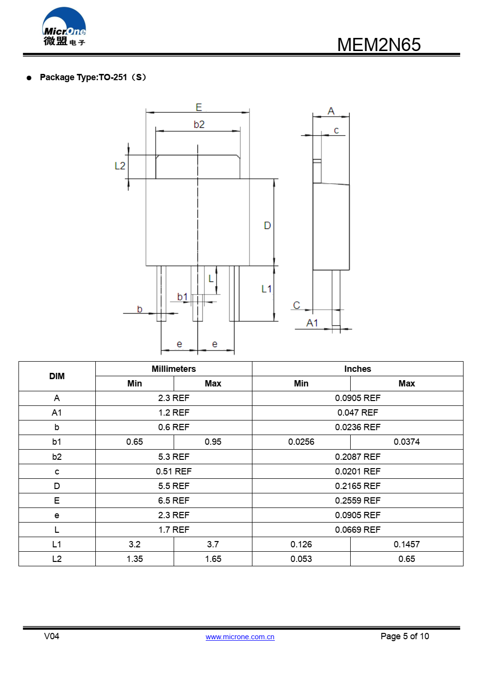 MEM2N65 N沟道功率MOSFET