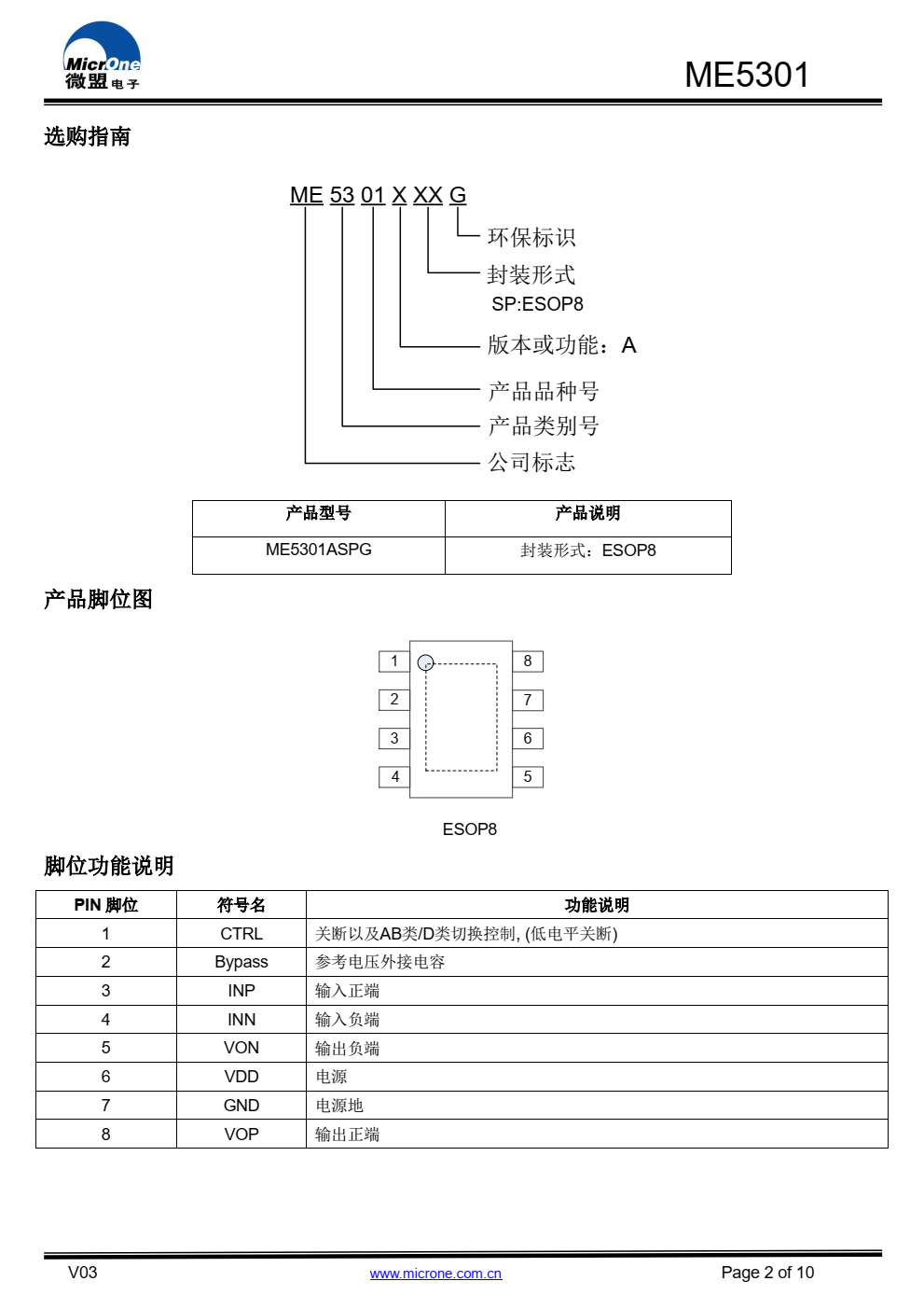 ME5301是一款带AB类/D类工作模式切换功能、超低 EMI、无需滤波器、 5W单声道音频功放