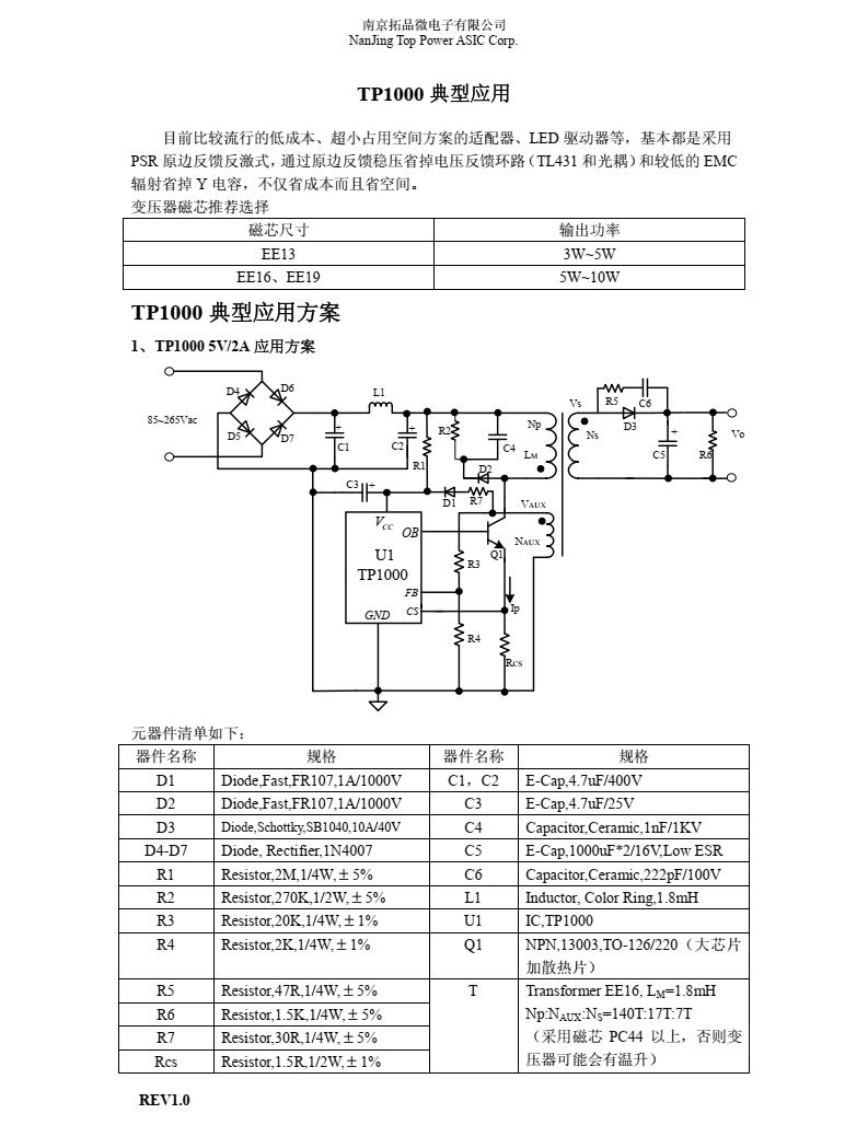 TP1000 典型应用