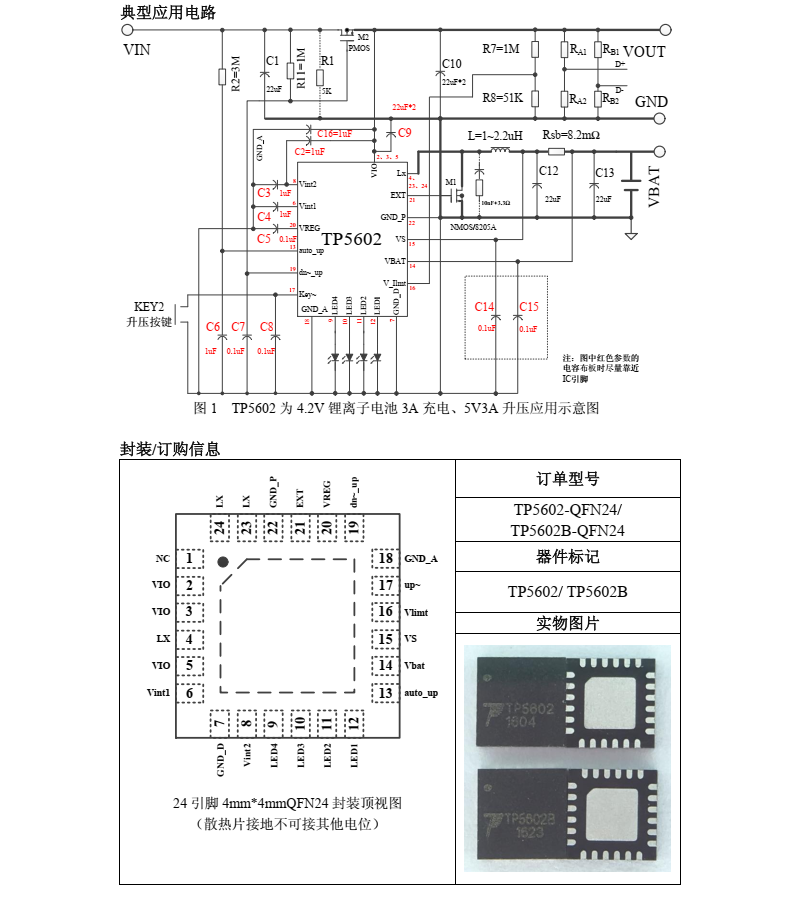 TP5602、 TP5602B 移动电源专用 4 合 1 单片系统
