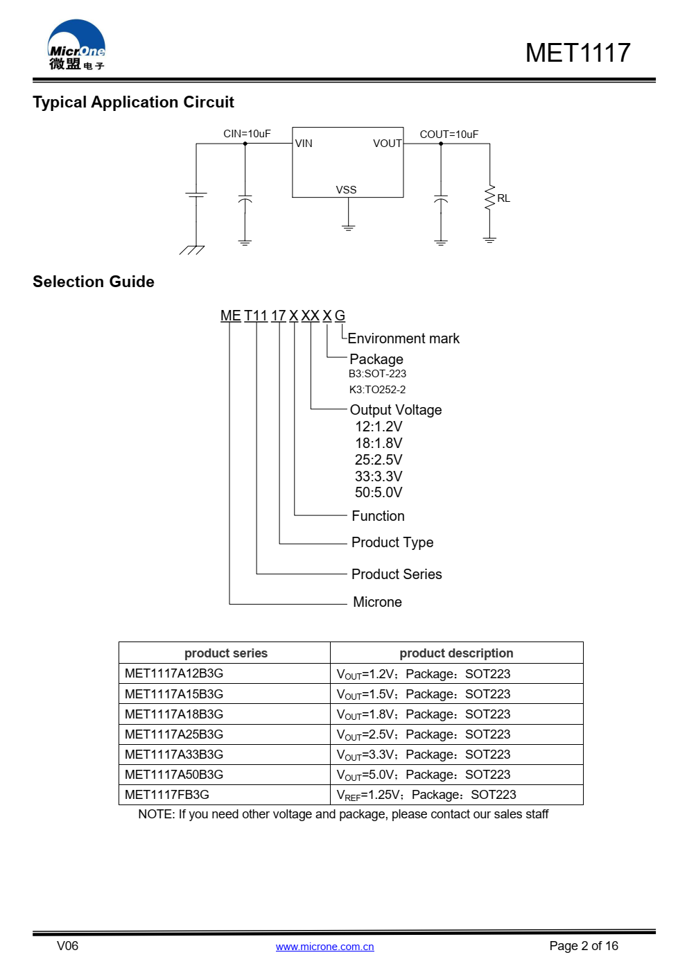 MET1117系列具有高精度、低噪音、LDO电压调节器，能够提供  输出电流超过700毫安，具有  700mA时的最大压降为1.5V