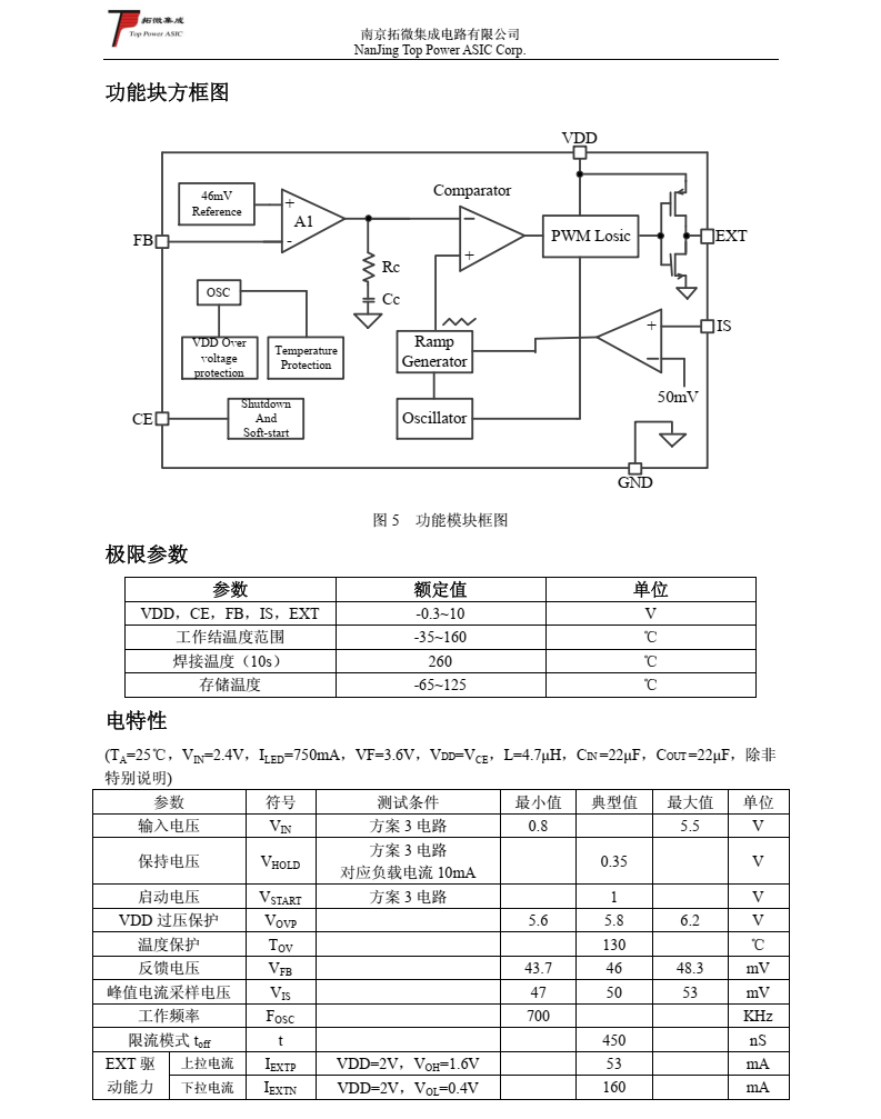 TP8305B 高效率恒流限流 WLED 驱动
