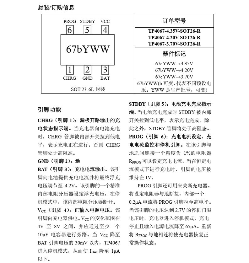 TP4067 是一款完整的单节锂电池充电器