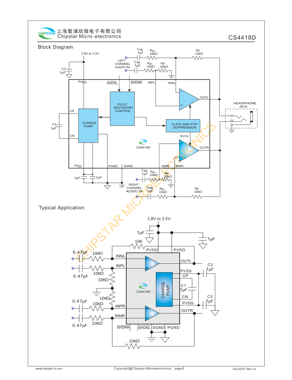 CS4418D立体声耳机驱动器设计用于板空间达到最大值的便携式设备