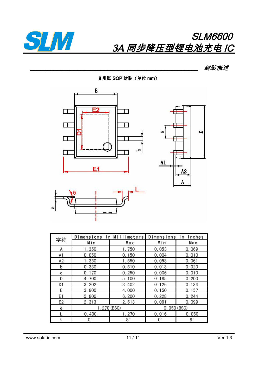 SLM6600 是一款面向5V交流适配器的3A锂 离子电池充电器