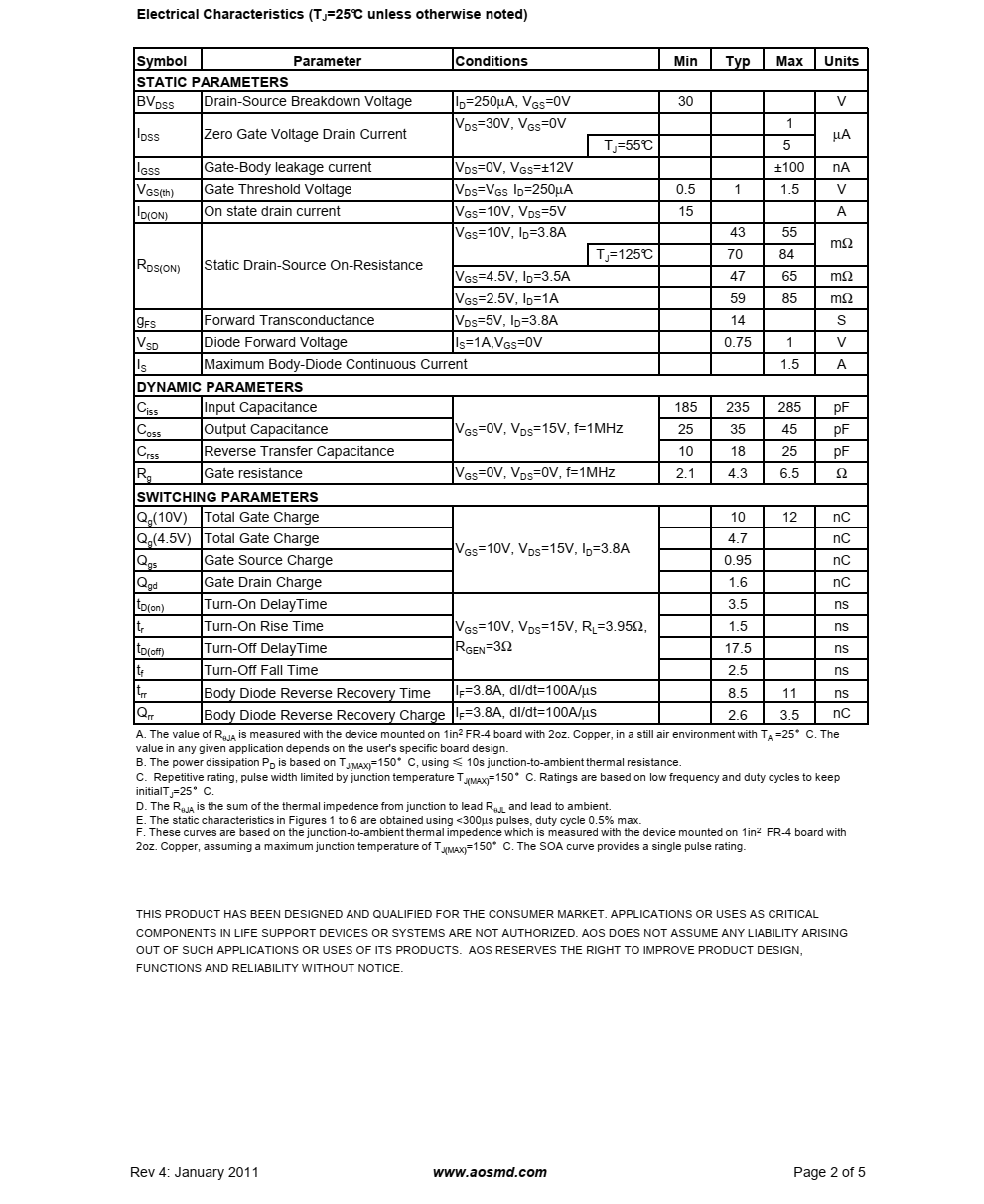AO3424采用先进的沟槽技术提供出色的RDS（ON）