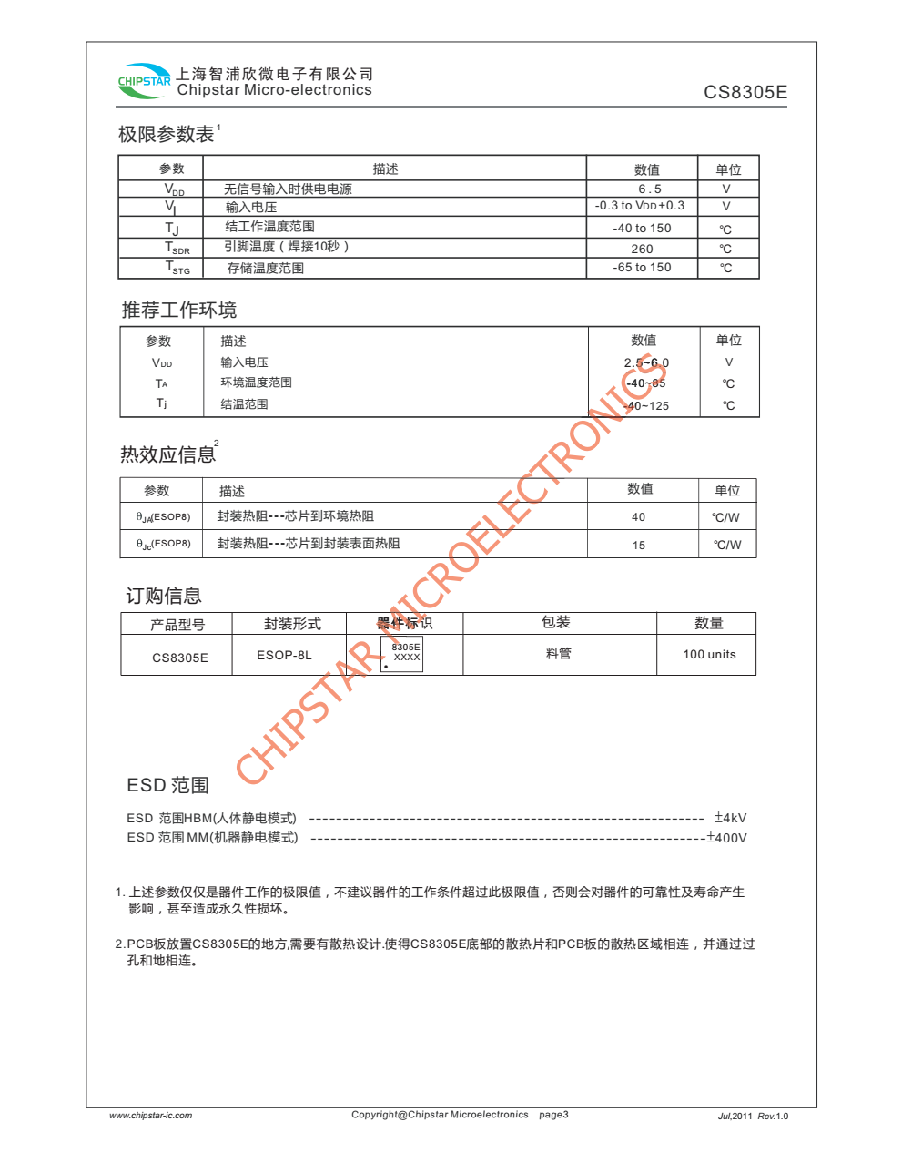 CS8305E是一款高效率,超低EM,50W单声道D类音频放大器
