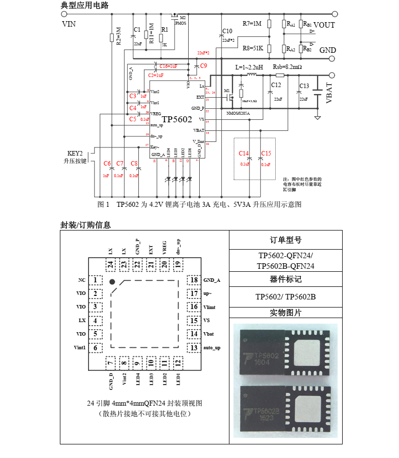 TP5602、 TP5602B 移动电源专用 4 合 1 单片系统