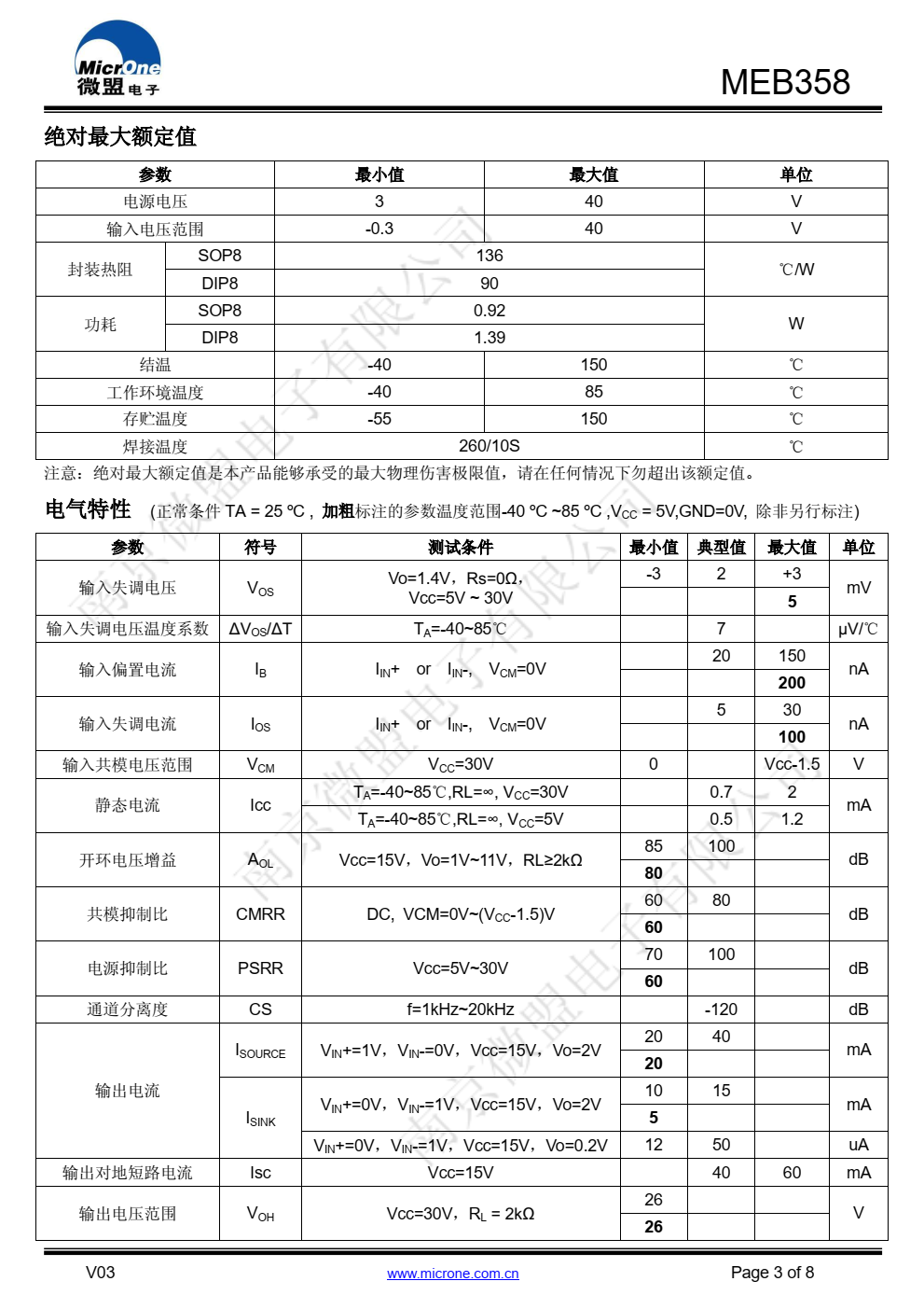 MEB385 内部有两个独立的 高增益 内部频率补偿的运算放大器