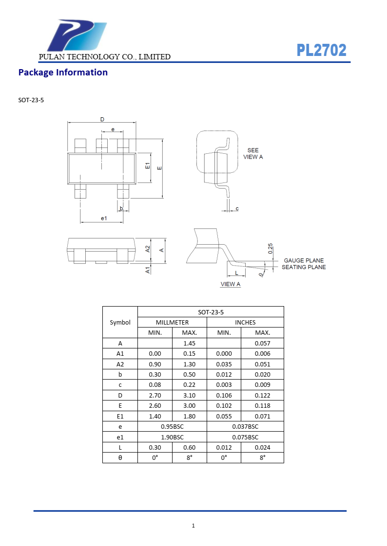 PL2702电源开关专为USB应用而设计。32米Ω  N沟道MOSFET电源开关满足USB的压降要求  规格