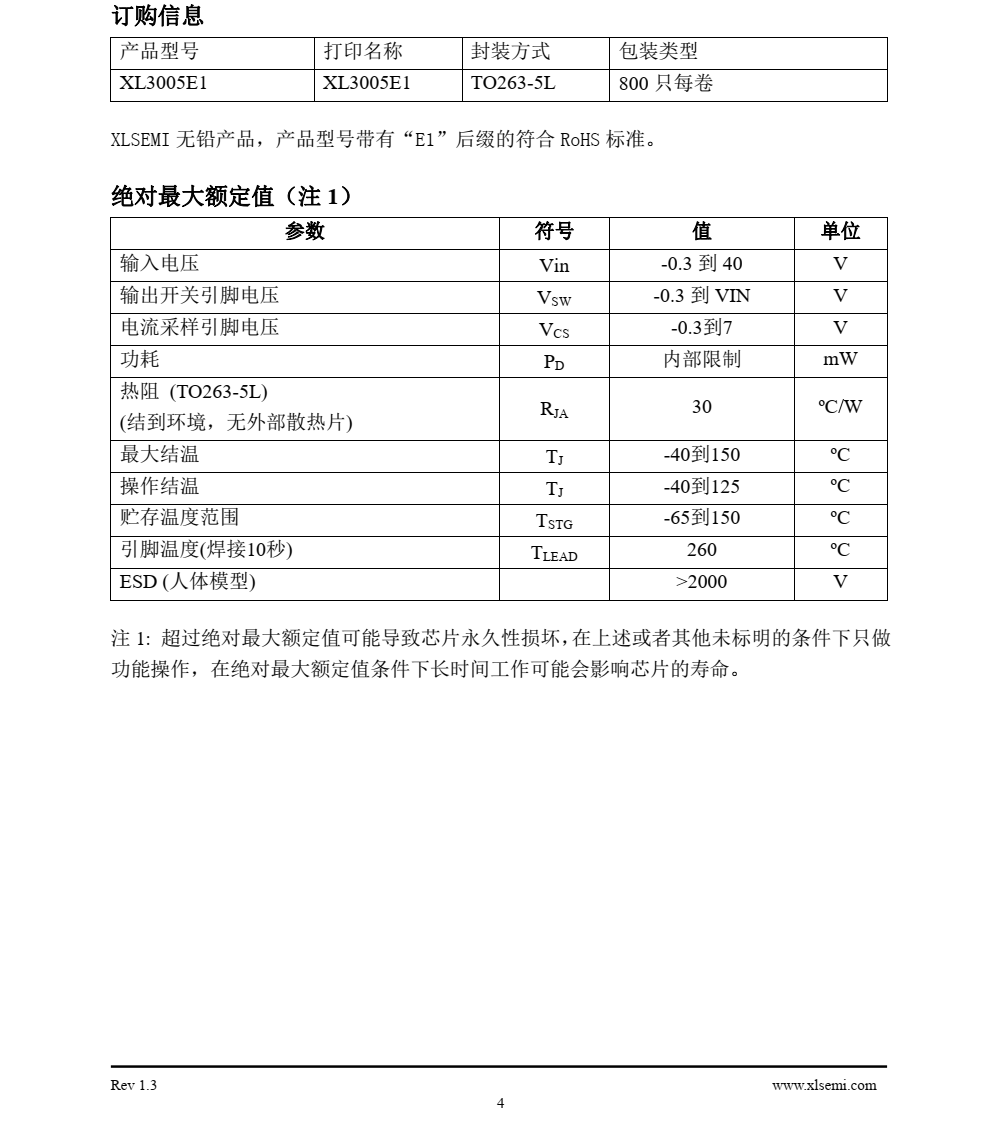 XL3005是一款降压恒流型LED驱动器，可工作在DC8V到36V输入电压范围