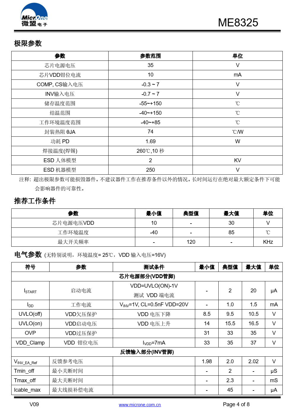 ME8325 是一款满足六级能效标准原边反馈准谐振 模式的小功率 AC/DC 电源控制芯片