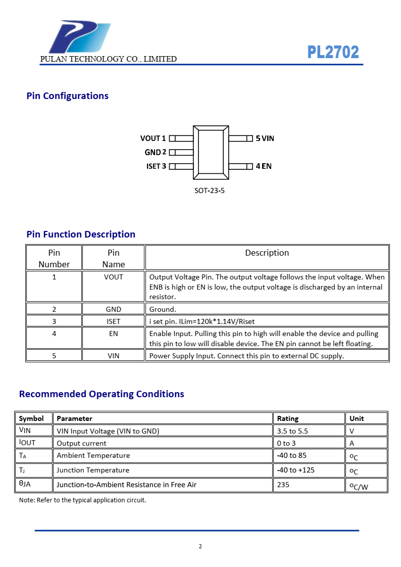 PL2702电源开关专为USB应用而设计。32米Ω  N沟道MOSFET电源开关满足USB的压降要求  规格