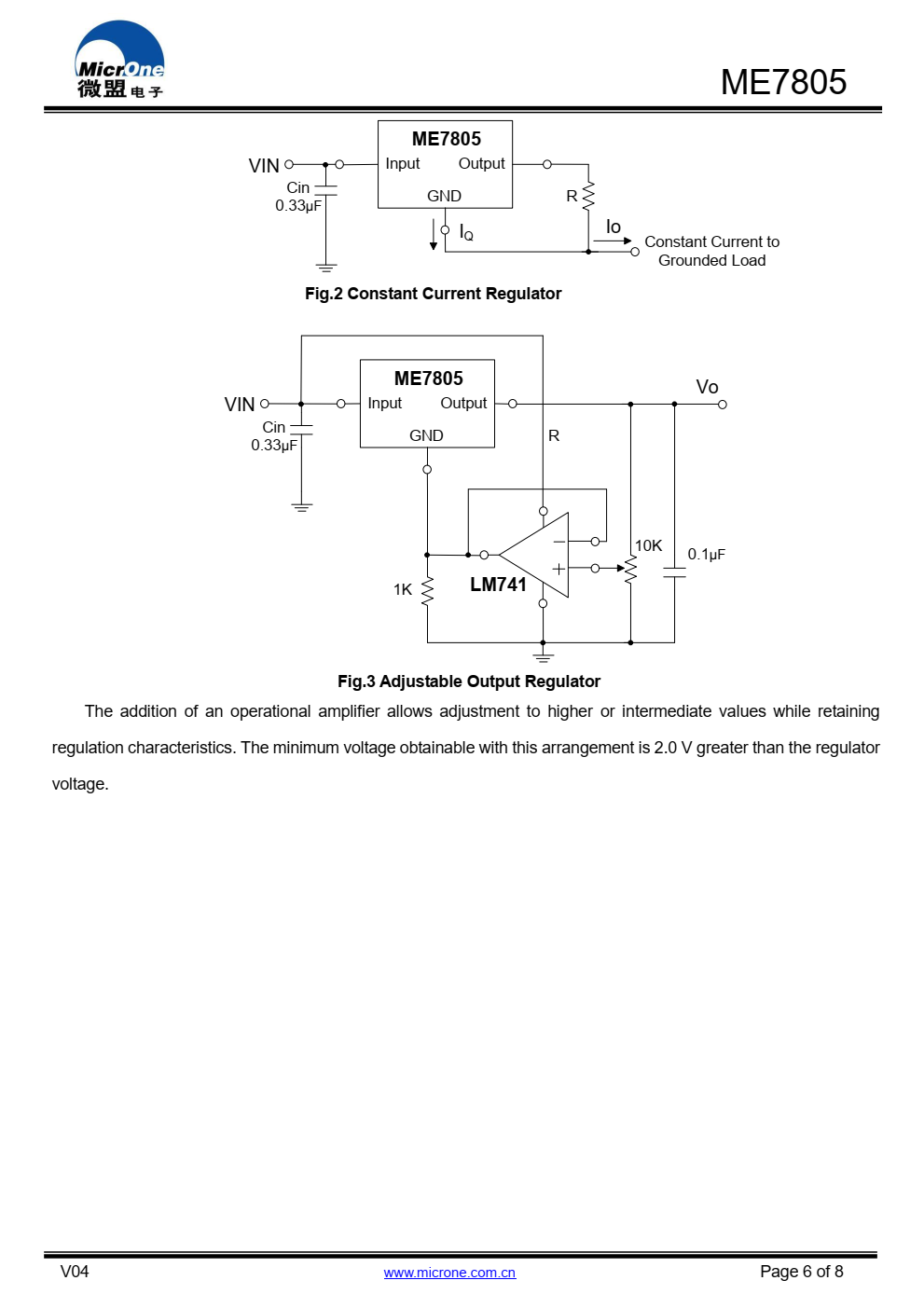 ME7805是三端正调压器。一  其中一个调节器可提供高达1.2A的输出  现在的内部限制和热关机