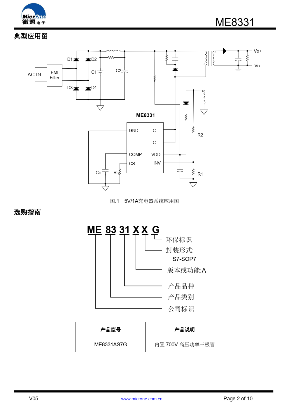 ME8331 是一款满足六级能效标准原边反馈准谐振 模式的小功率 AC/DC 电源控制芯片
