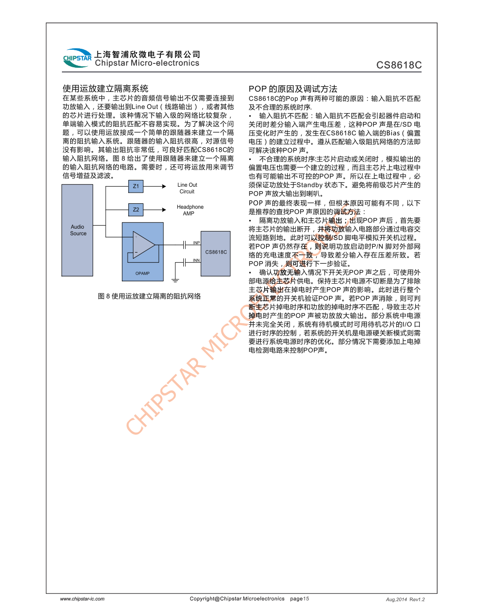 CS8618C是一款15W(毎声道)立体声高效D类音频功率放大电路