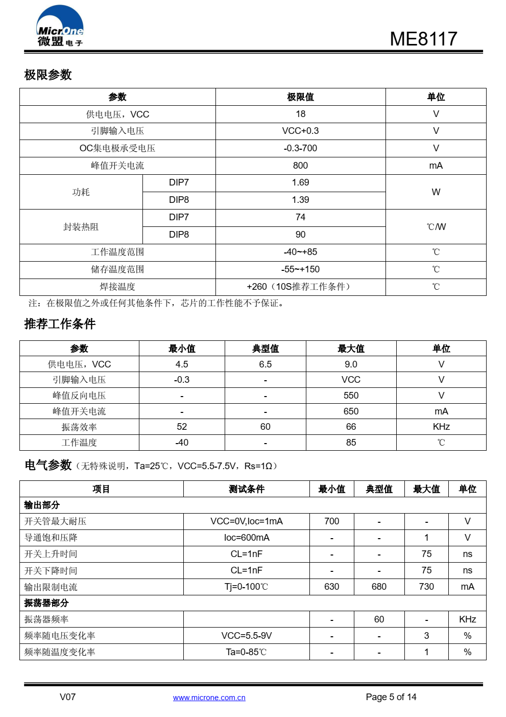 ME8117高性能电流模式PWM控制器，专为高性价比AC/DC 转换器设计