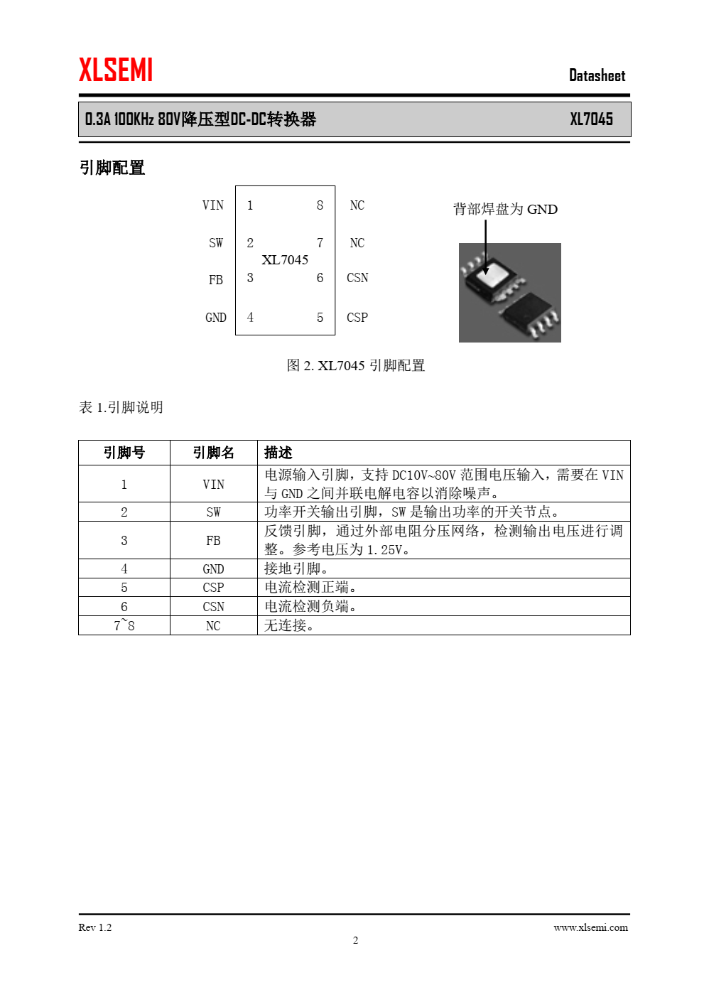 XL7045是一款高效、高压降压型DC-DC转换器，固定100KHz开关频率