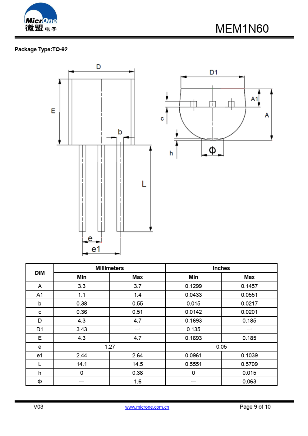 MEM1N60 N沟道功率MOSFET