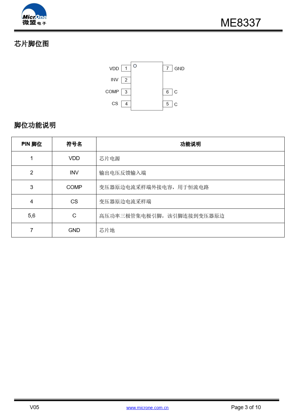 ME8337 是一款满足六级能效标准原边反馈准谐振 模式的小功率 AC/DC 电源控制芯片
